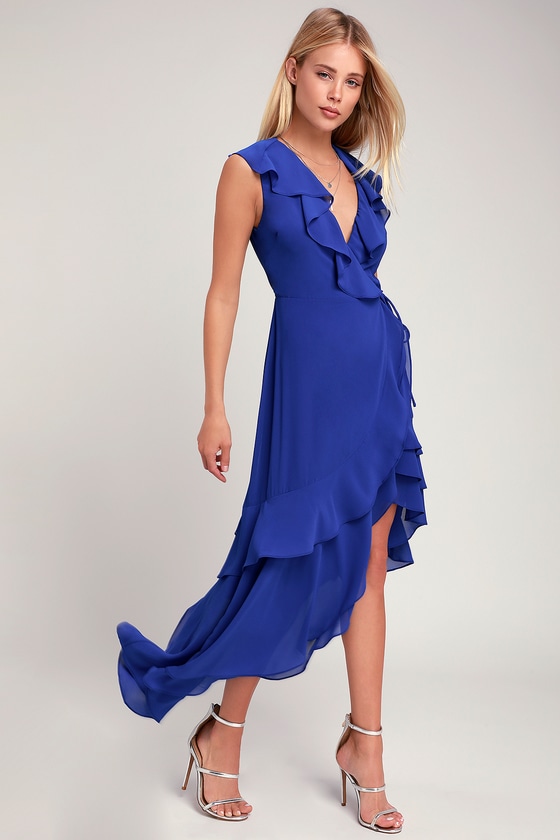 Cute Cobalt Blue Dress  Wrap Dress 